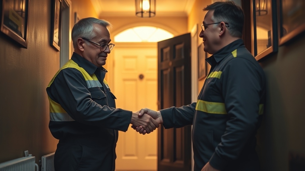 Engineer shaking hands with a Sunbury-on-Thames homeowner after locating their leak